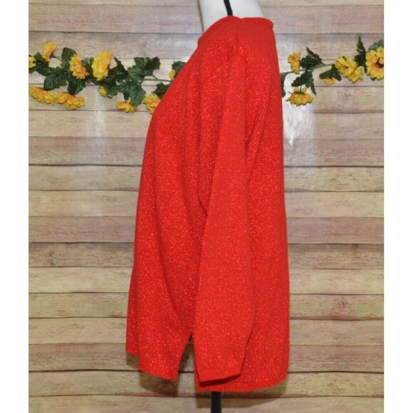 Vintage Carly Blake Ladies XL Christmas Red Sparkly Pullover Sweater Holidays - Picture 3 of 8